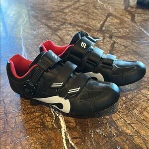 Black and Red Peloton Cycling Shoes